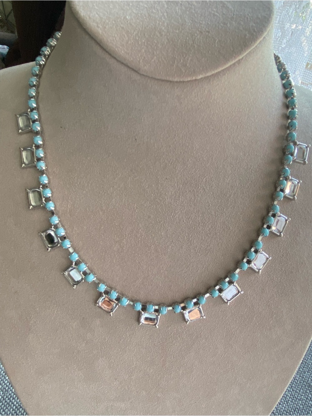 Lia Sophia Turquoise Beaded Silver-Trim Necklace - Picture 3 of 4